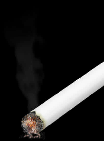 Lit Cigarette Smokeon Black Background