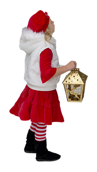 Little Girl Christmas Lantern Festive Outfit