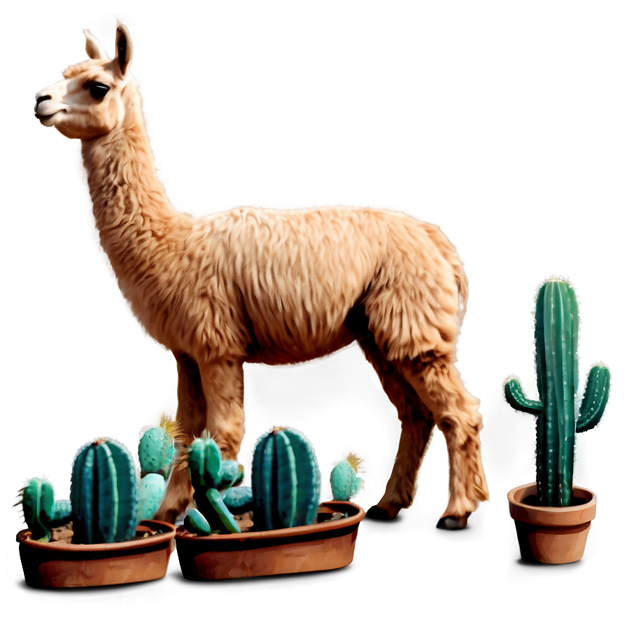 Llama And Cactus Png Tqv