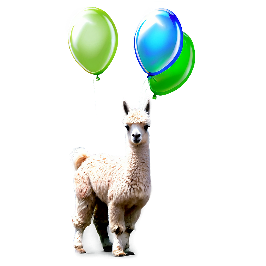 Llama With Balloons Png 10