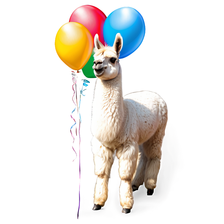 Llama With Balloons Png 7