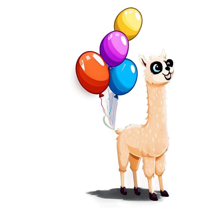 Llama With Balloons Png Vpf