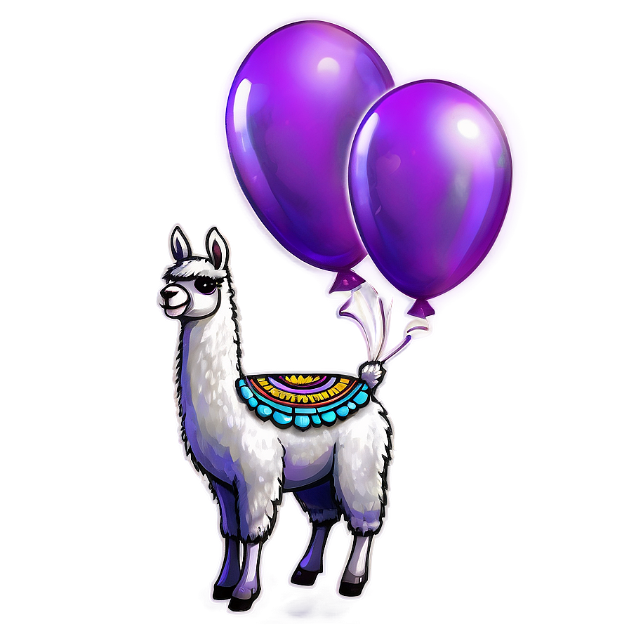 Llama With Balloons Png Xww85