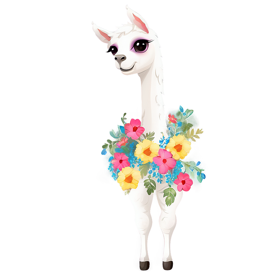 Llama With Flowers Png 06202024