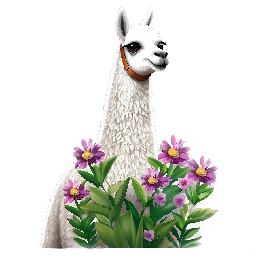 Llama With Flowers Png Fwx37