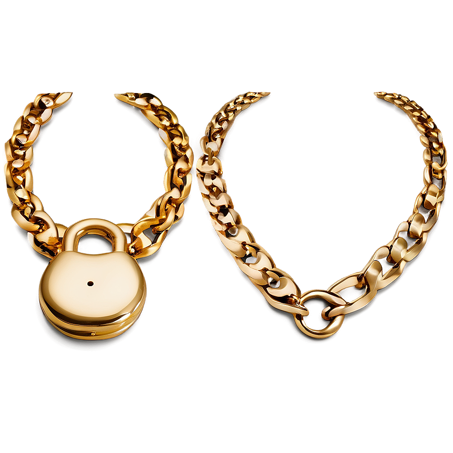 Lock Gold Necklace Png 06122024