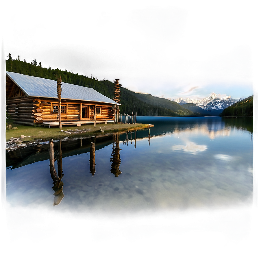 Log Cabin By The Lake Png 7