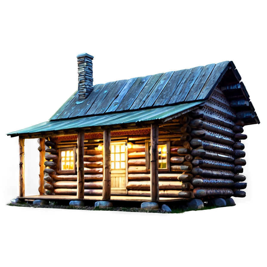 Log Cabin Under Starry Night Png Fjm