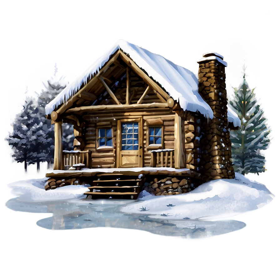 Log Cabin Winter Wonderland Png Bni