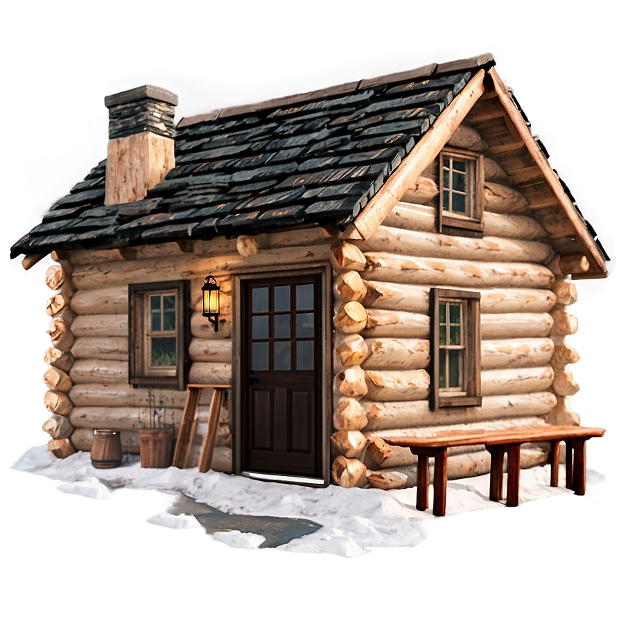 Log Cabin With Fireplace Png 06122024