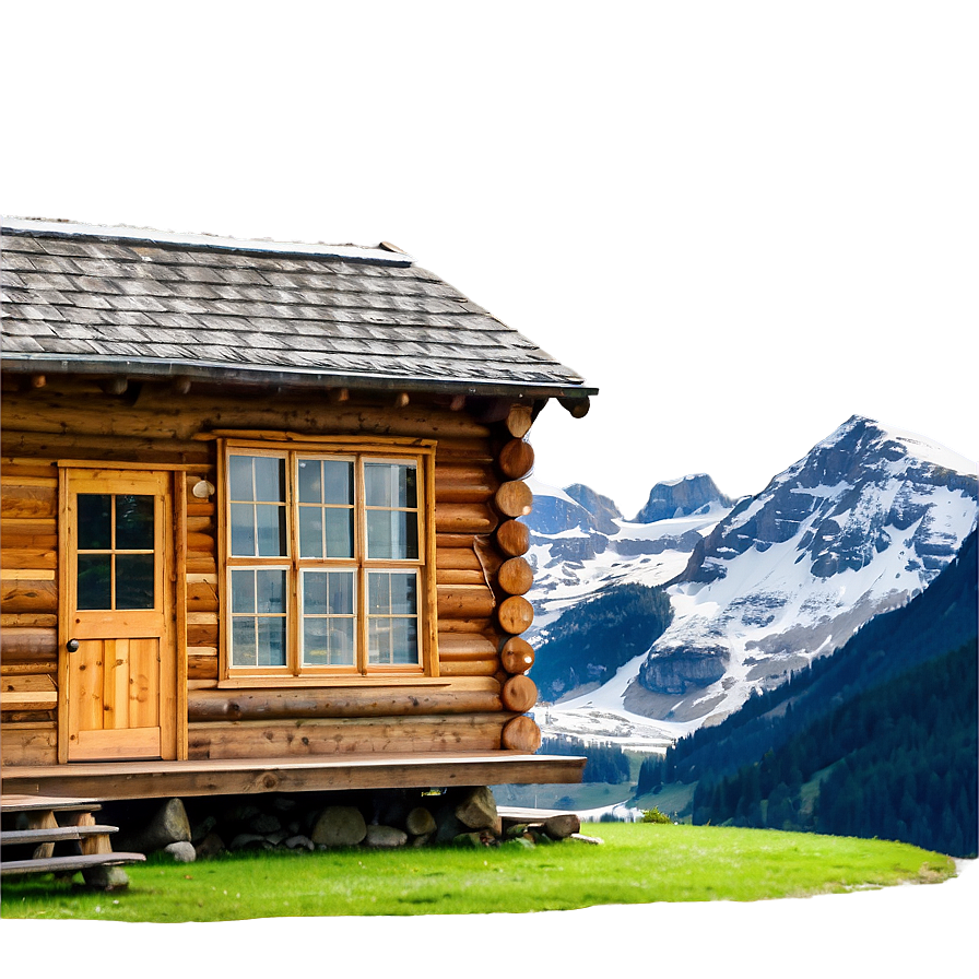 Log Cabin With Mountain Backdrop Png 23