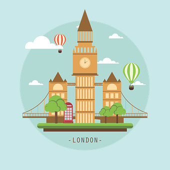 London Cartoon Landmarks Illustration