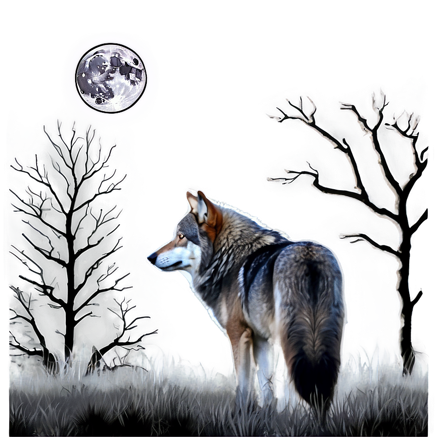 Lone Wolf Moonlight Scene Png 05032024