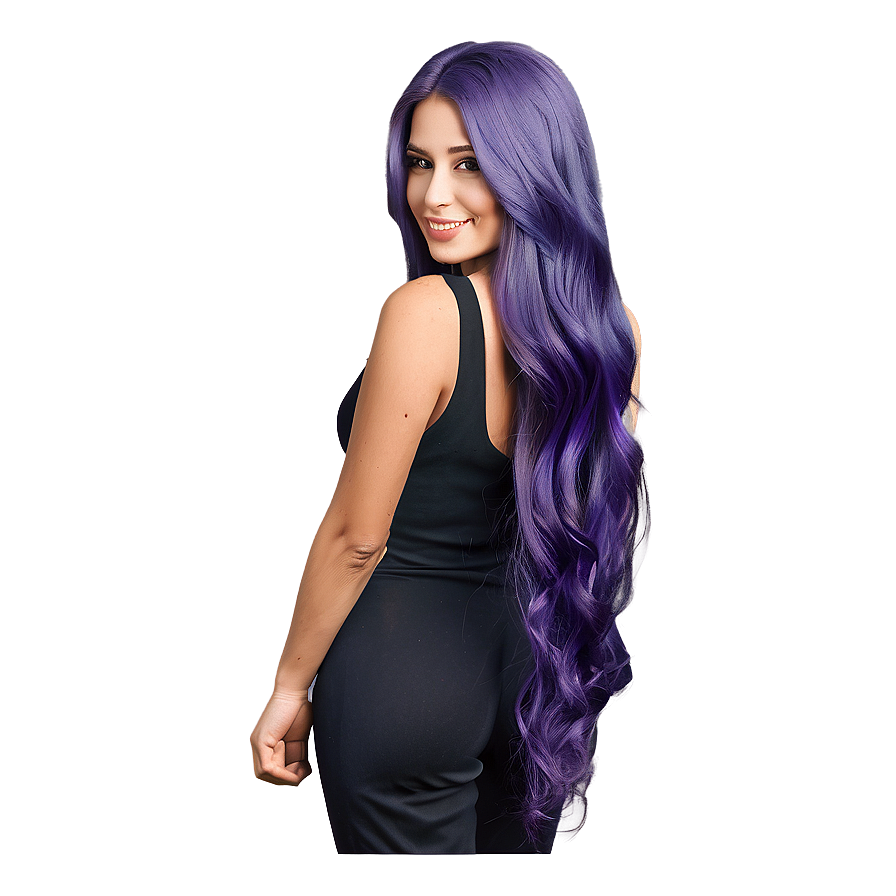 Long Flowing Purple Hair Illustration Png 06272024