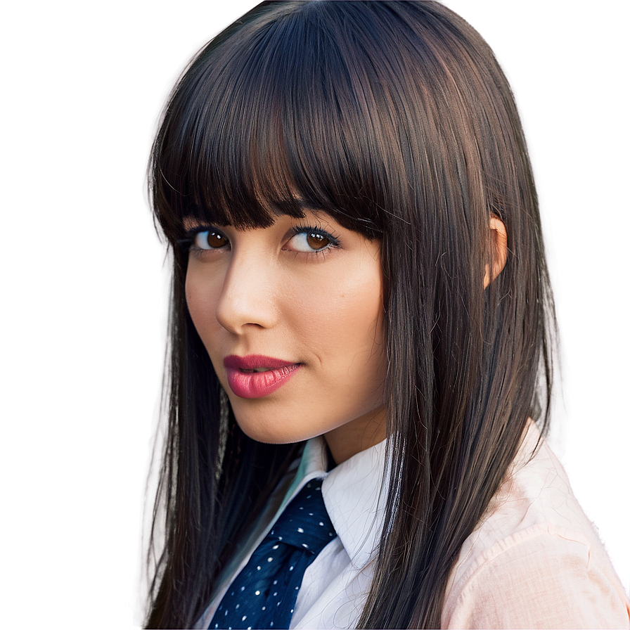 Long Hair With Bangs Png Bya21