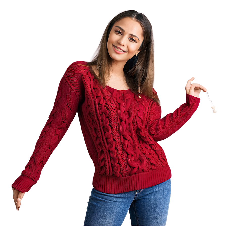 Long Sleeve Red Sweater Png Fny