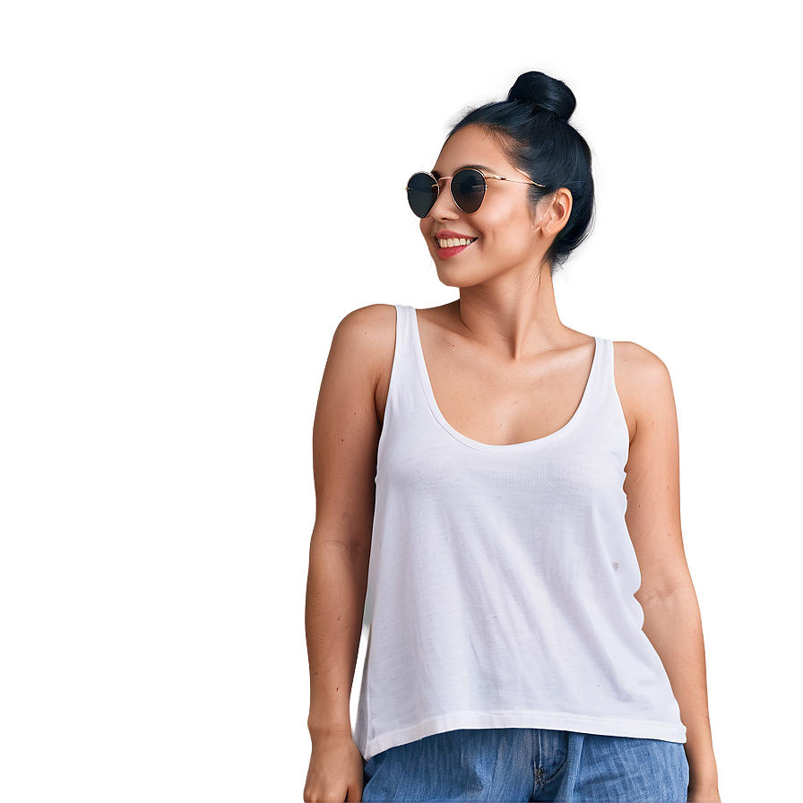 Loose White Tank Top Relaxation Png Tdc