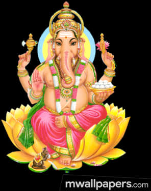 Lord Ganesha Seatedon Lotus