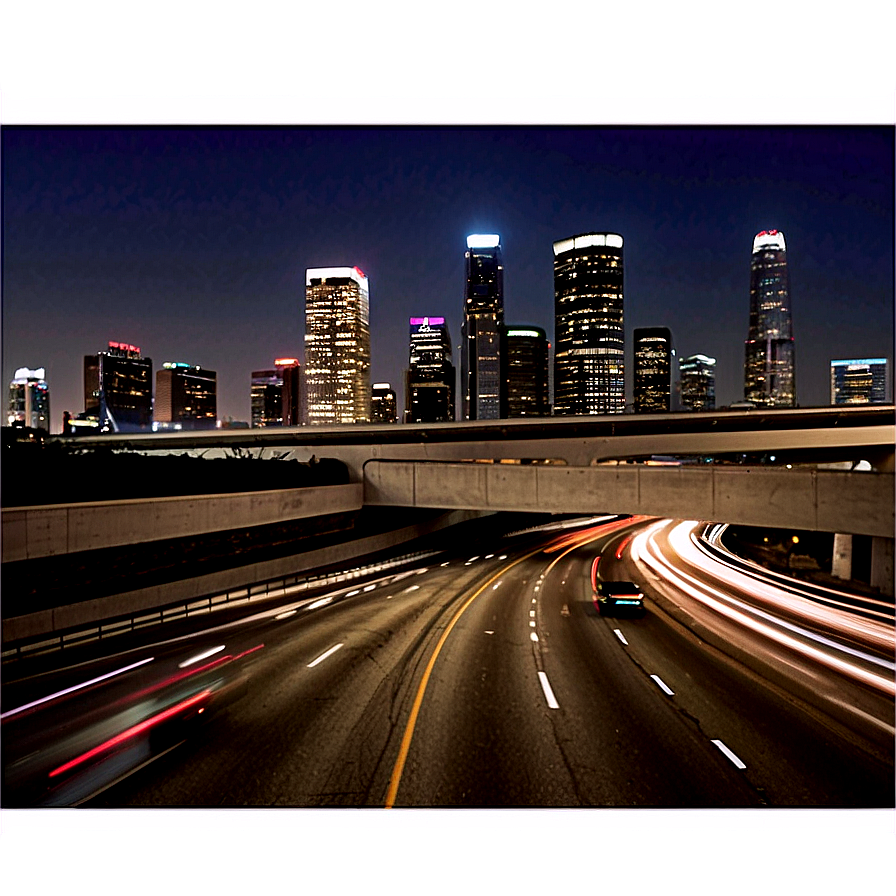 Los Angeles Skyline And Freeway Png Dbt44