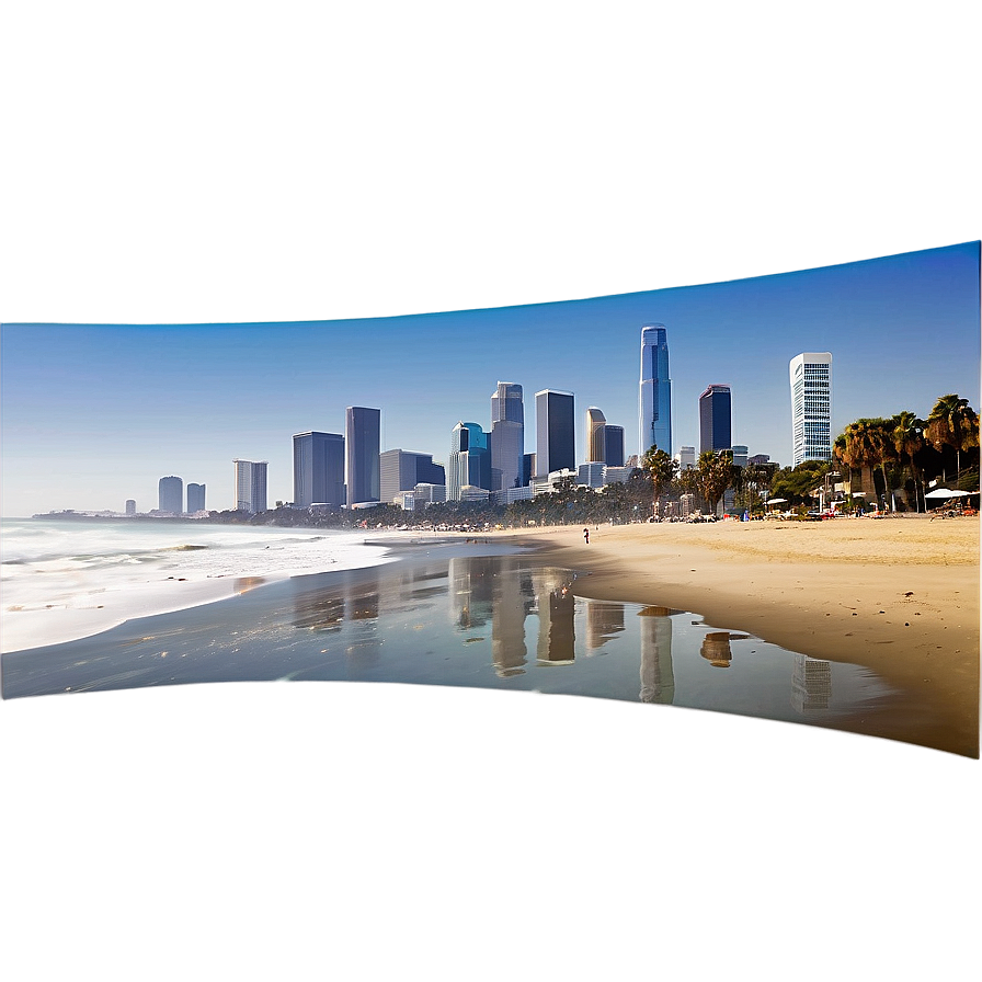 Los Angeles Skyline With Beach View Png Abv