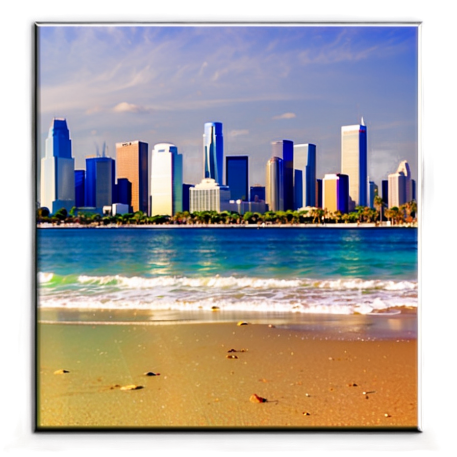 Los Angeles Skyline With Beach View Png Nyc