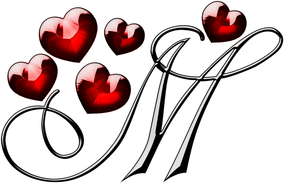 Love Letter M Hearts Design