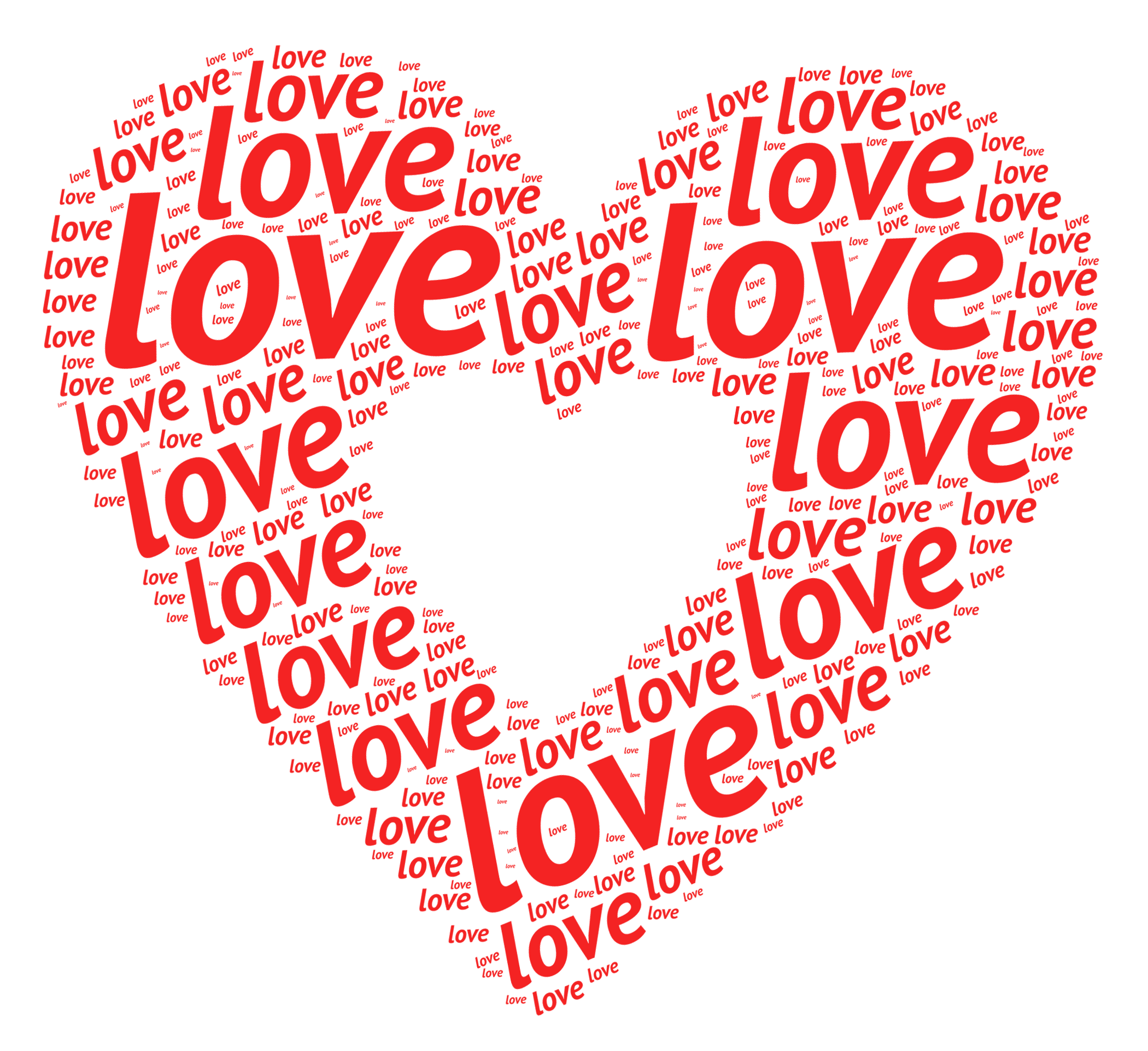 Love Word Cloud Heart Shape