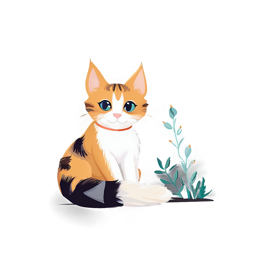 Lovely Cat Illustration Png 06242024