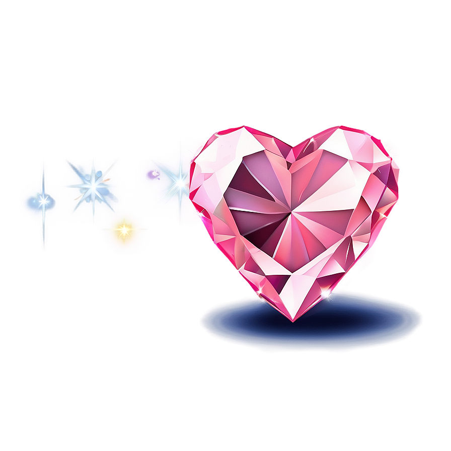 Lovely Pink Diamond Heart Icon Png 06282024