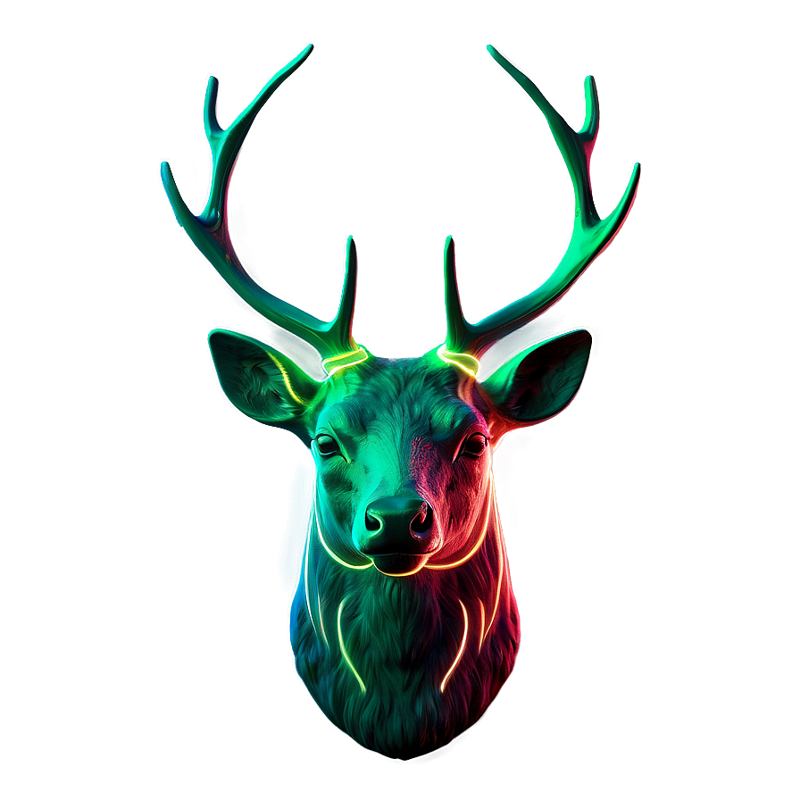 Luminous Deer Head Neon Effect Png Vvw