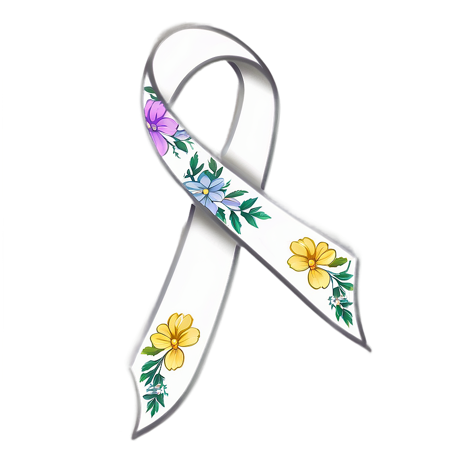 Lung Cancer Ribbon With Flowers Png 06292024