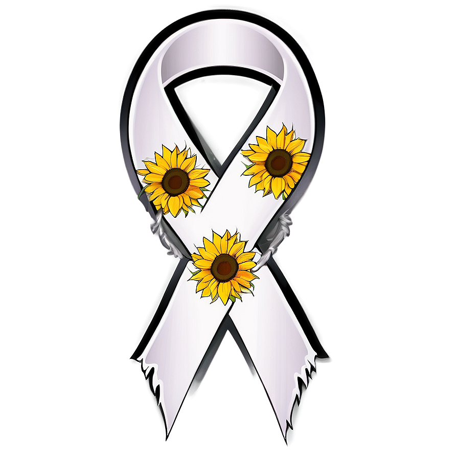 Lung Cancer Ribbon With Sunflower Png 34