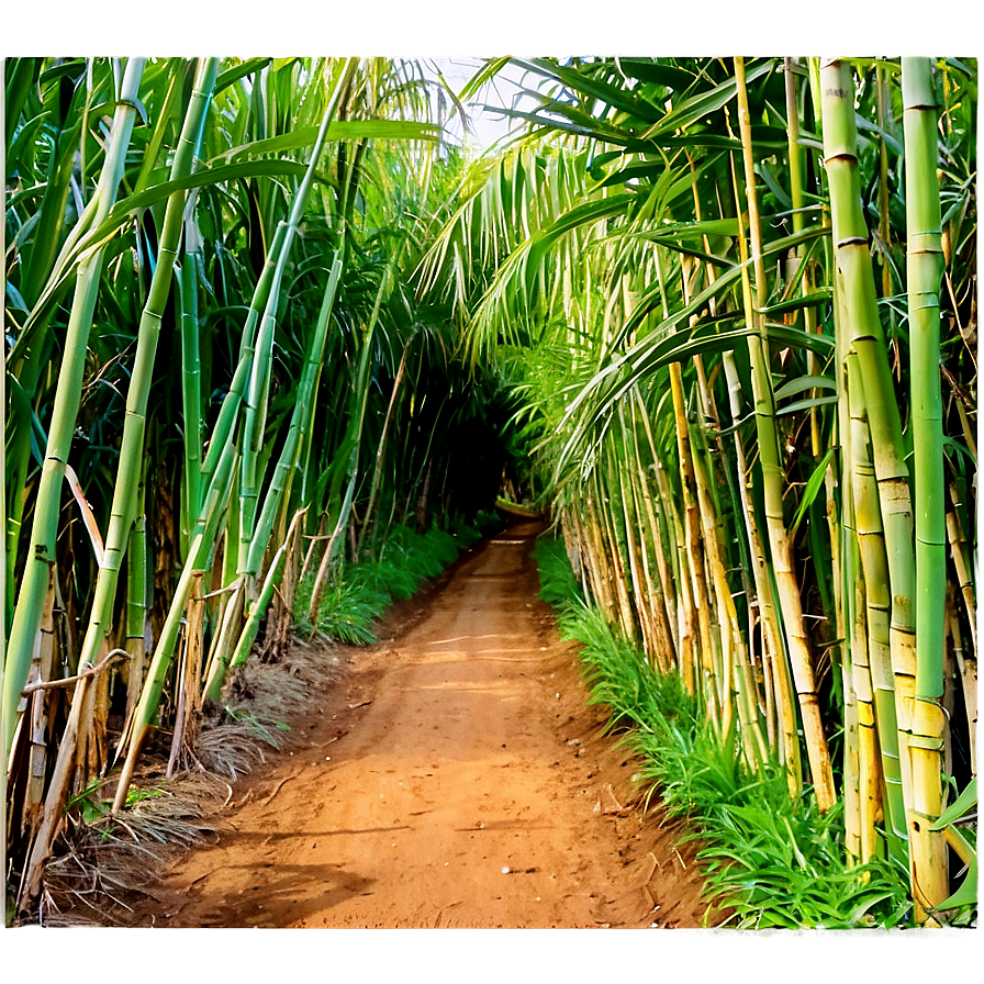 Lush Green Sugarcane Pathway Png Wor77