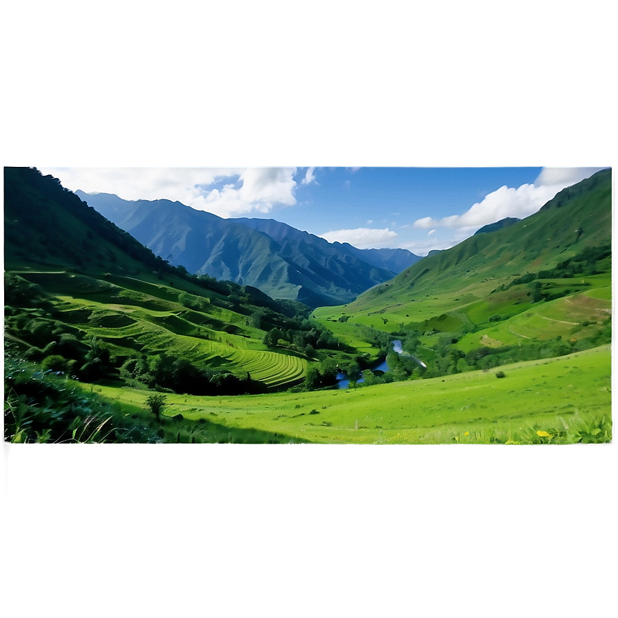 Lush Green Valley Landscape Png Aqi89