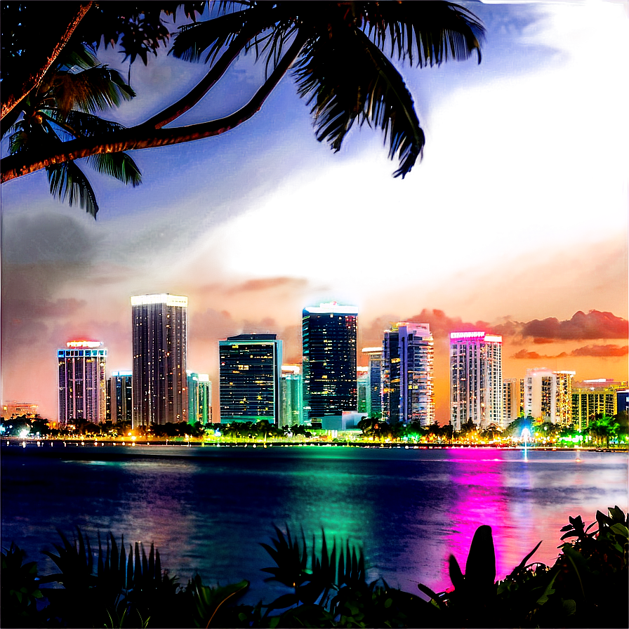 Lush Miami Skyline From The Park Png 06272024