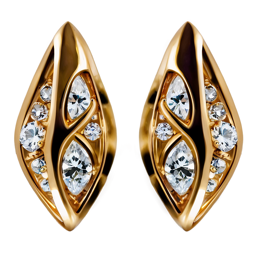 Luxury Gold And Diamond Earrings Png 06262024