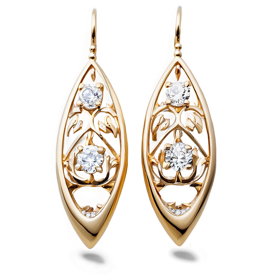 Luxury Gold And Diamond Earrings Png Ujo31