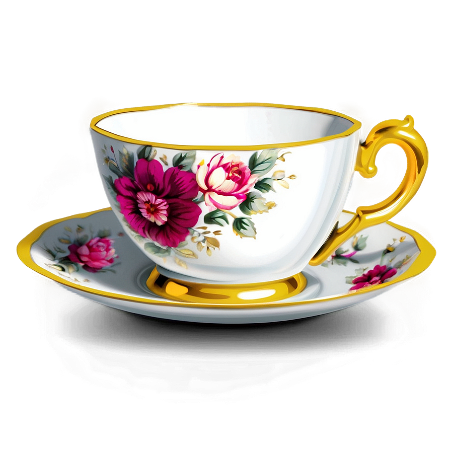 Luxury Gold Rimmed Tea Cup Png Tub29