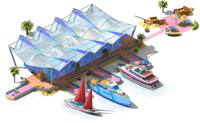 Luxury Yacht Near Futuristic Resort.png