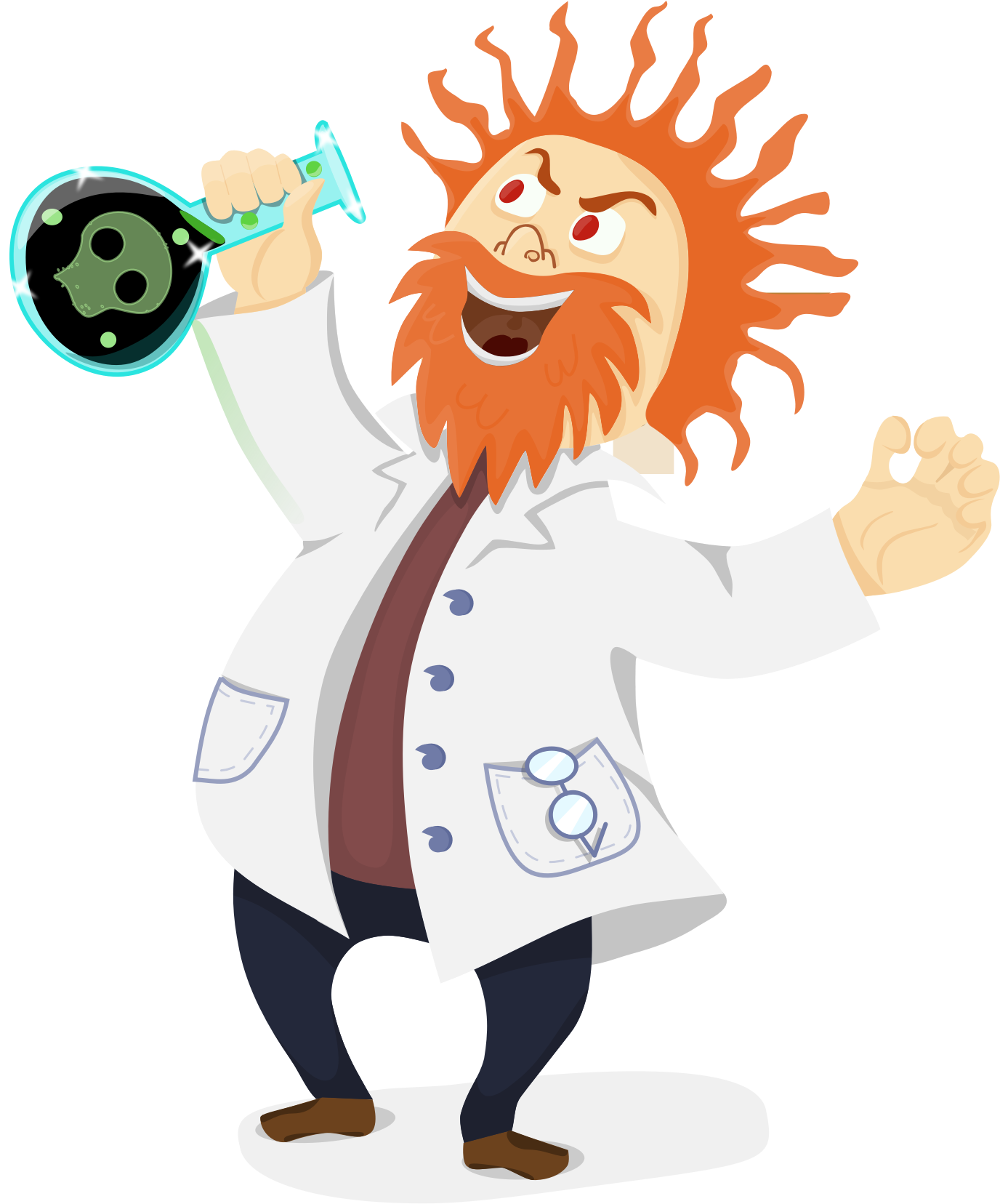 Mad Scientist Cartoon Holding Flask