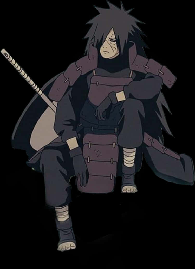 Madara_ Uchiha_ Sitting_with_ Weapon_ Anime_ Character