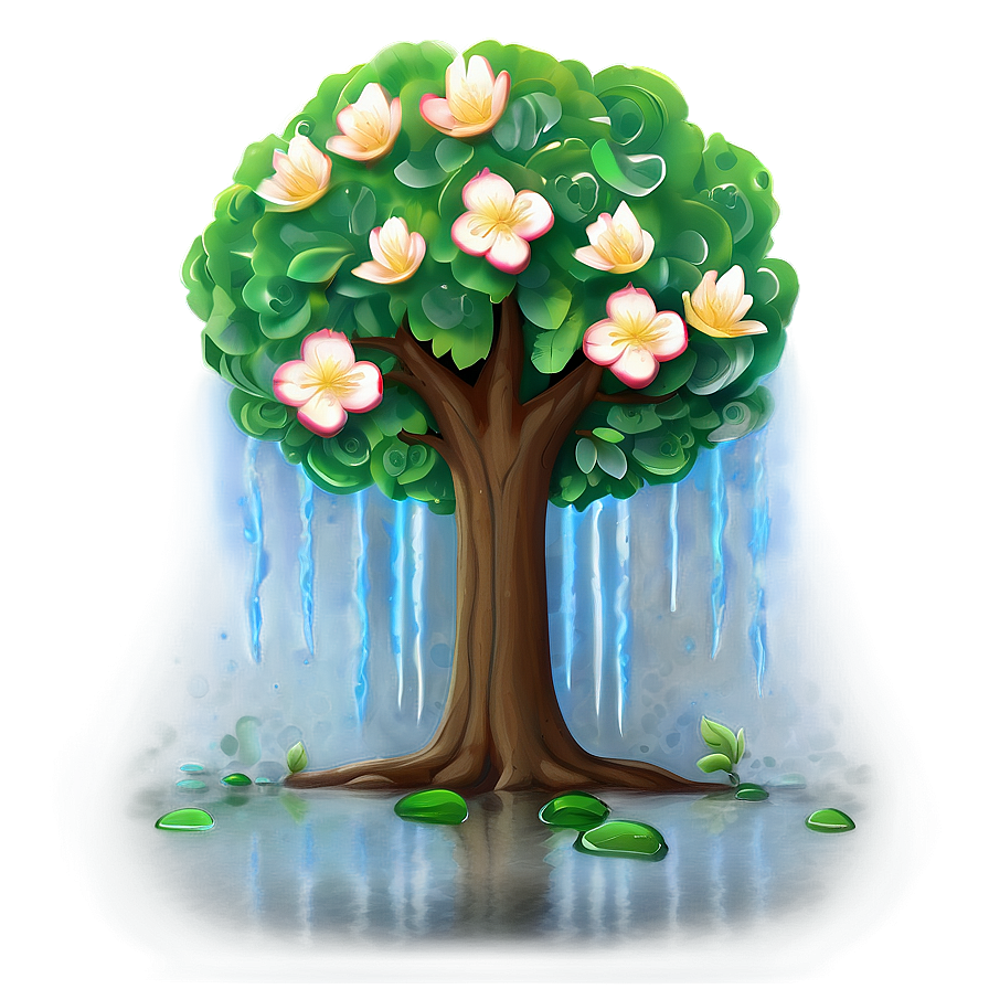 Magical Flower Tree Scene Png Qok92