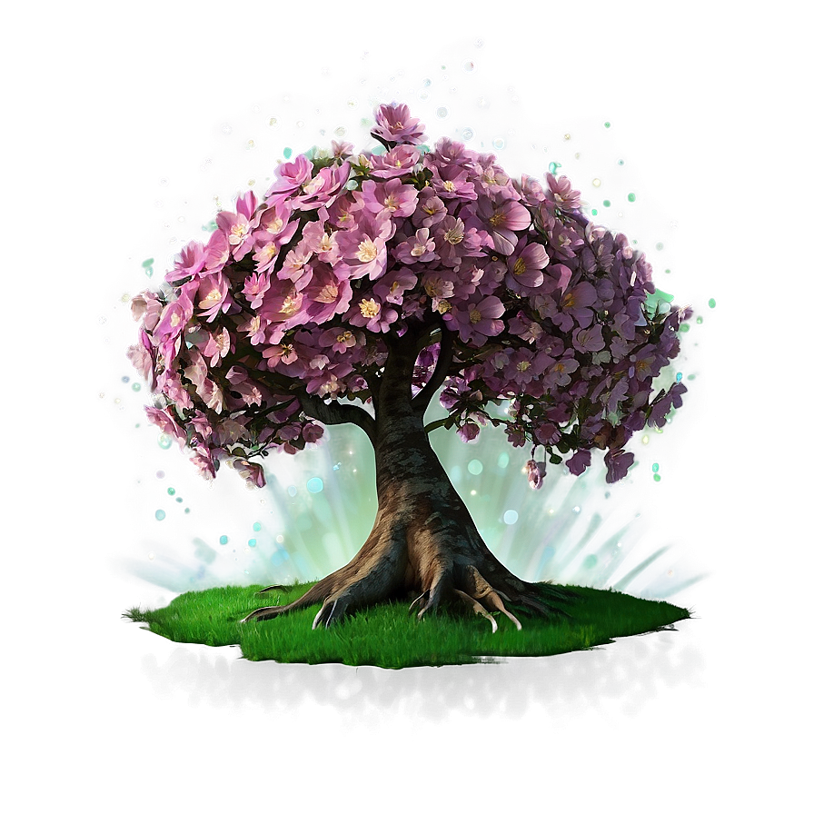 Magical Flower Tree Scene Png Xjh