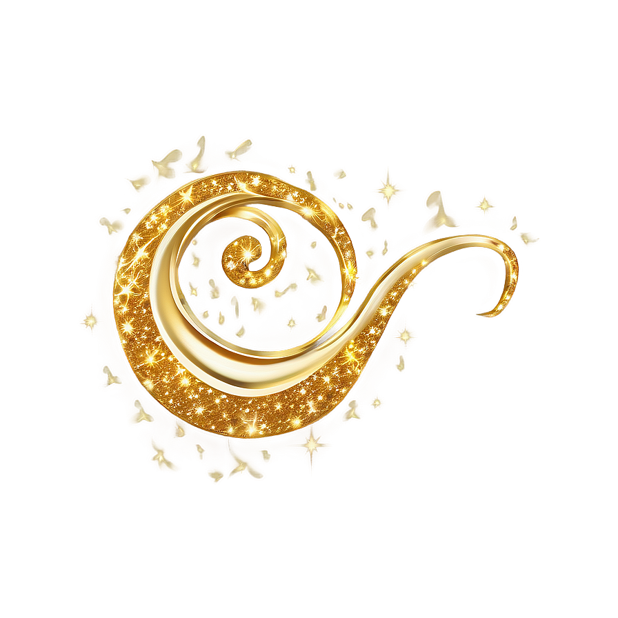 Magical Gold Glitter Swirls Png 21