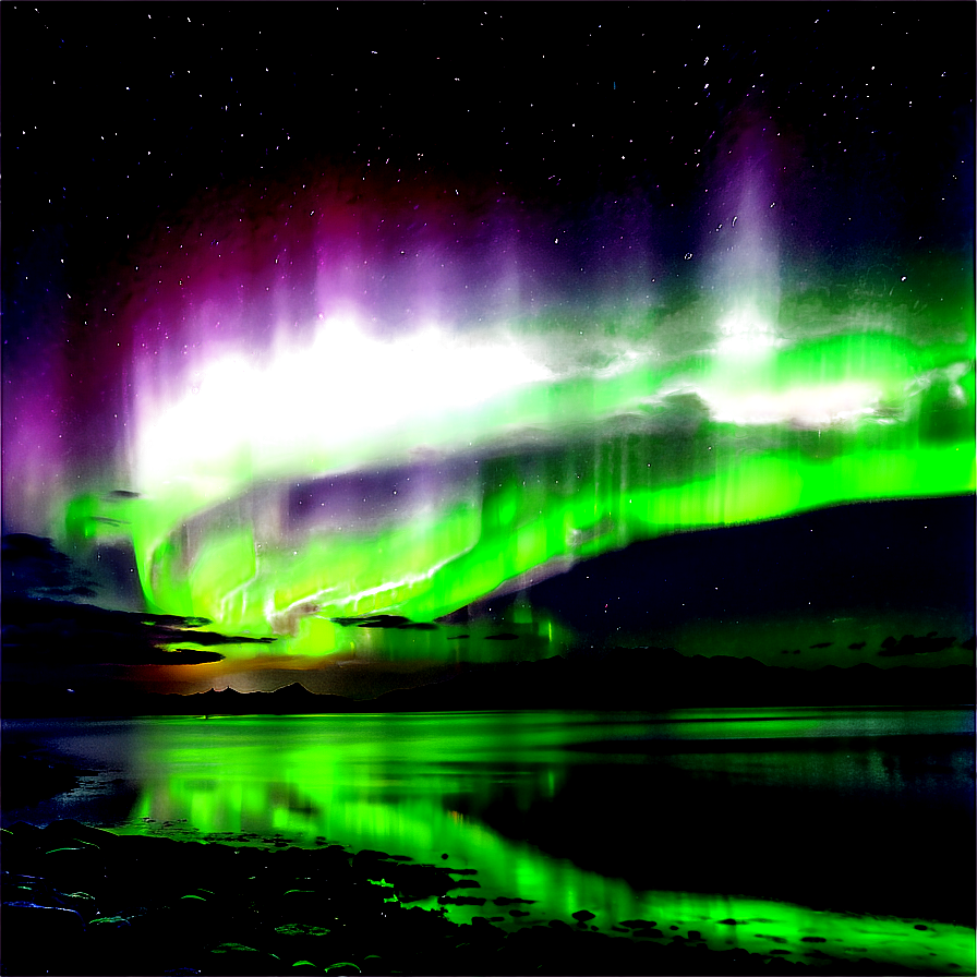 Magnificent Aurora Over Seascape Png Uuu65