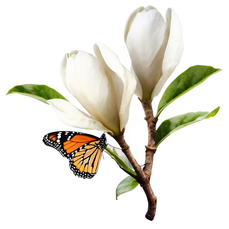 Magnolia And Butterfly Png 06252024