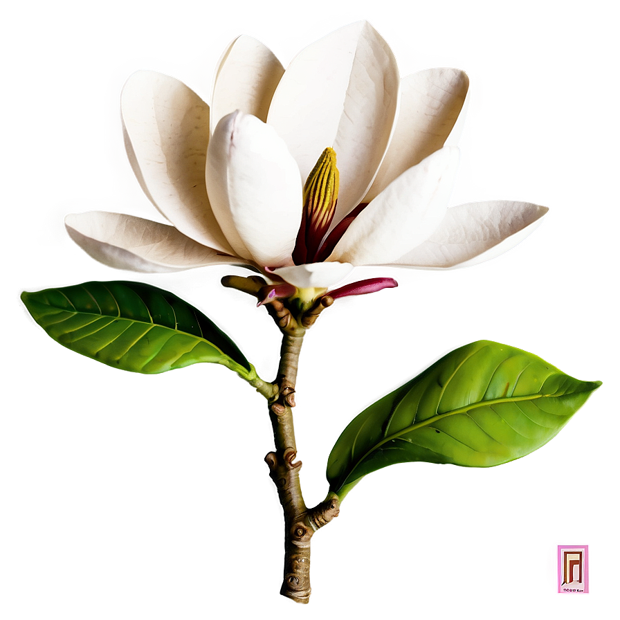 Magnolia On Vintage Paper Png Mka