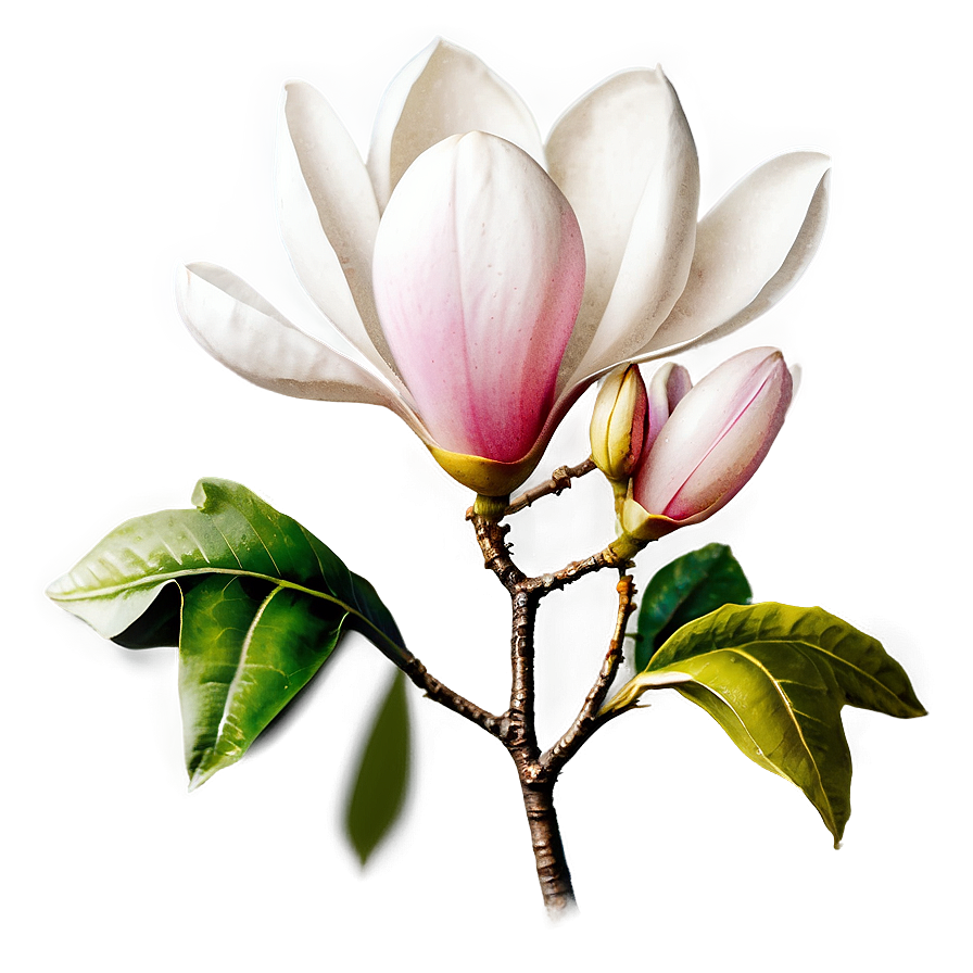 Magnolia On Vintage Paper Png Ocu