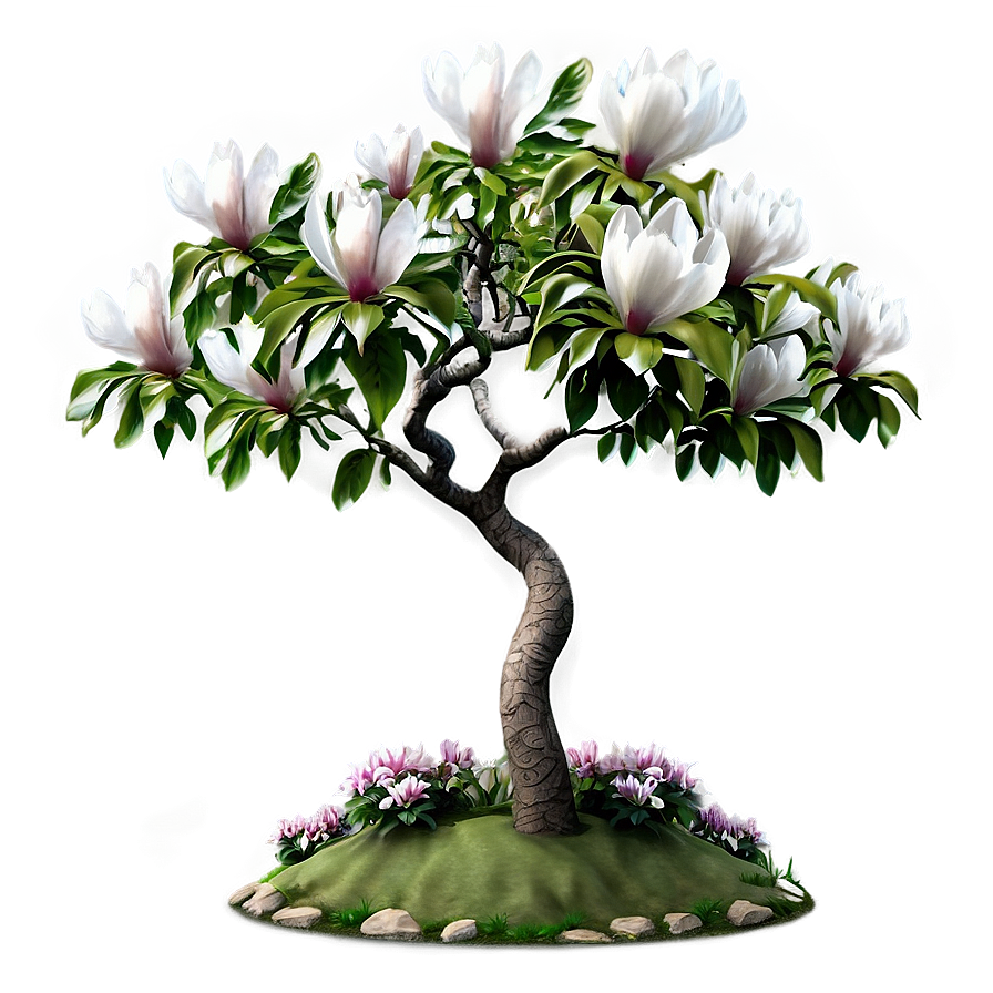 Magnolia Tree Garden Scene Png Cen