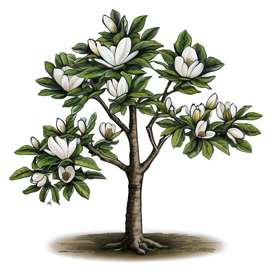 Magnolia Tree Line Drawing Png Aaj33